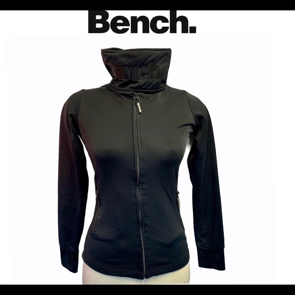 BENCH Black Funnel Neck Zip Up Jacket Size Small